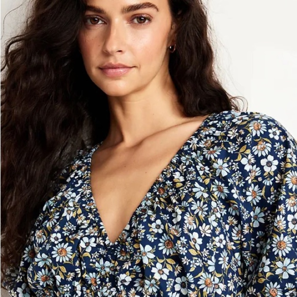 Smoked V Neck Peplum Top